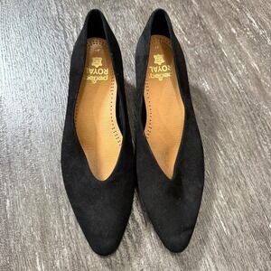 Everlane Black Suede V-Cut Pointed Toe Low Block Heel Pumps Womens 10 / 41